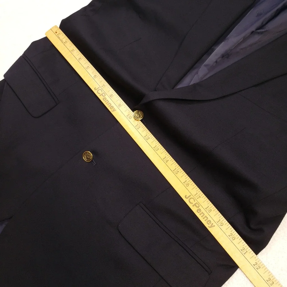 Jos. A. Bank Blazer Men 44L Navy Blue 1905 Slim Fit Wool brrr Gold Crest Buttons